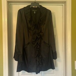 International Concepts - black ruffled coat - romantic, feminine size M